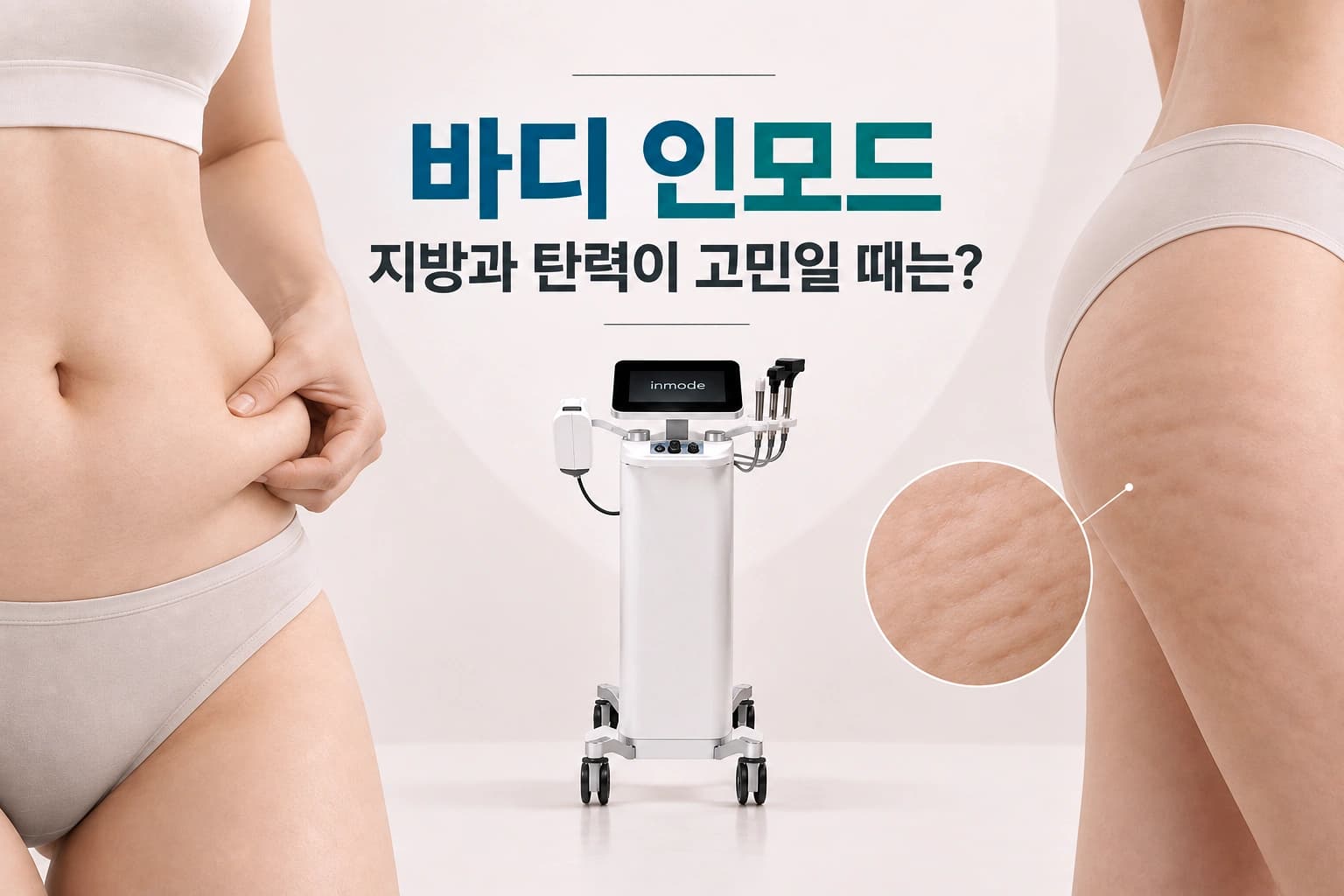 지방량과 피부 처짐 정도에 따른 바디 인모드 적용 기준을 안내